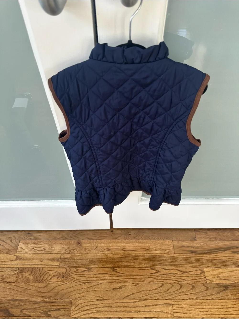 Janie and Jack Kids Quilted Vest - White with Brown Trim 2 blazers